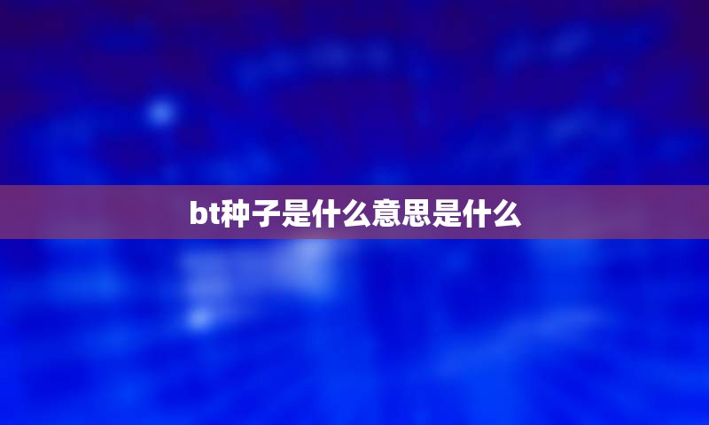 bt种子是什么意思是什么