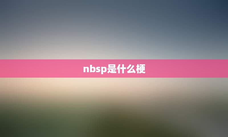 nbsp是什么梗