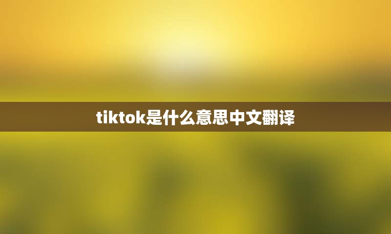 tiktok是什么意思中文翻译