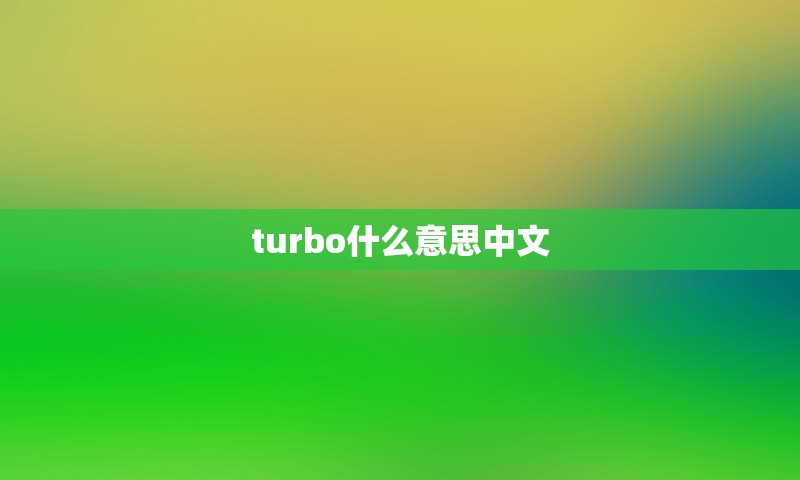 turbo什么意思中文