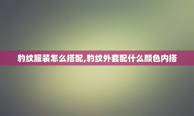豹纹服装怎么搭配,豹纹外套配什么颜色内搭