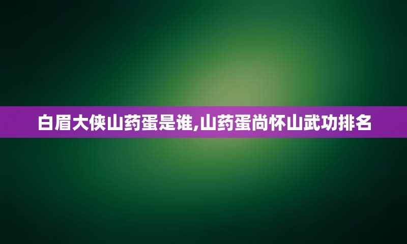白眉大侠山药蛋是谁,山药蛋尚怀山武功排名