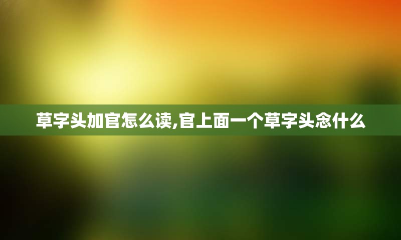 草字头加官怎么读,官上面一个草字头念什么
