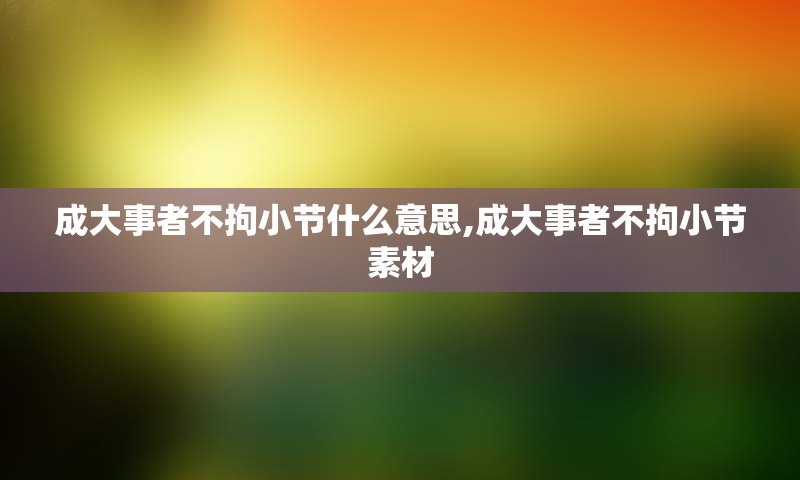 成大事者不拘小节什么意思,成大事者不拘小节素材