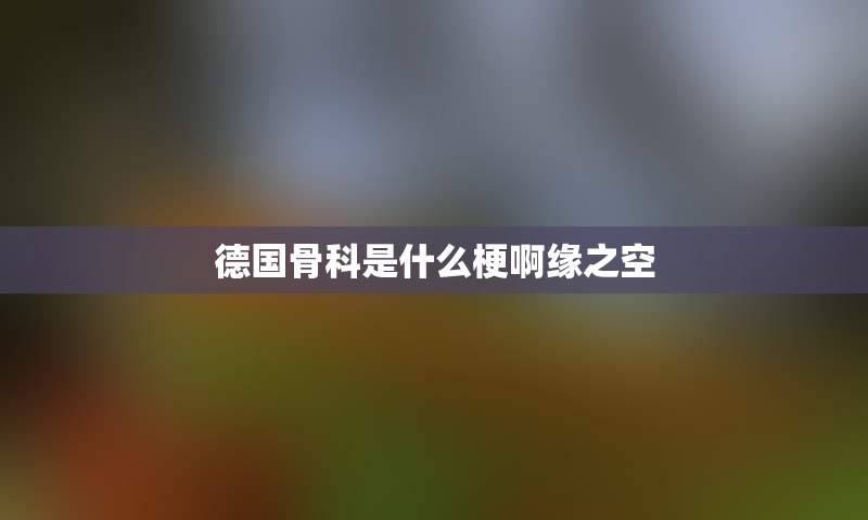 德国骨科是什么梗啊缘之空