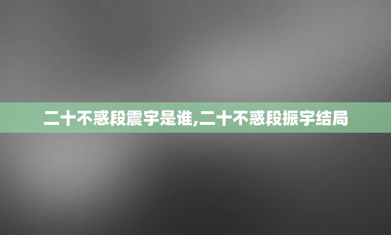 二十不惑段震宇是谁,二十不惑段振宇结局