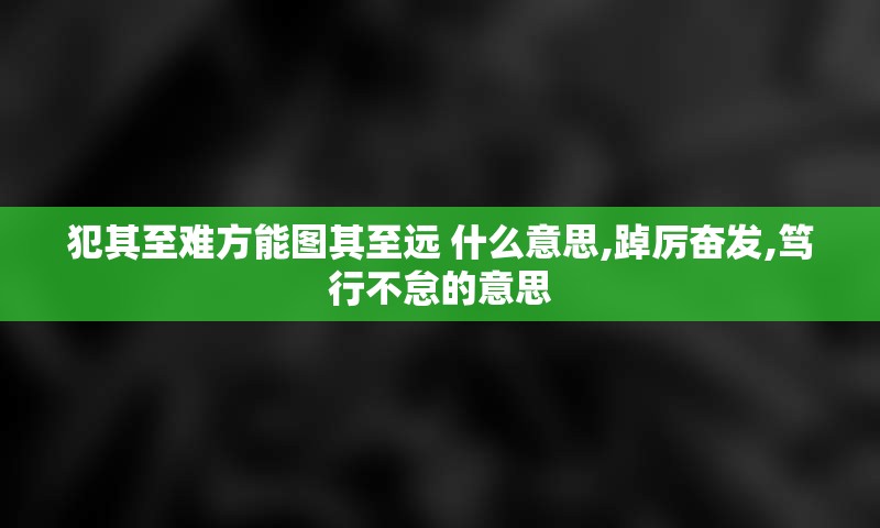 犯其至难方能图其至远 什么意思,踔厉奋发,笃行不怠的意思