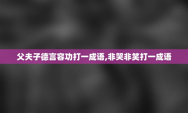父夫子德言容功打一成语,非哭非笑打一成语