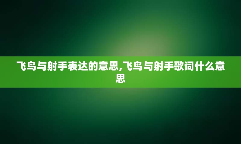 飞鸟与射手表达的意思,飞鸟与射手歌词什么意思