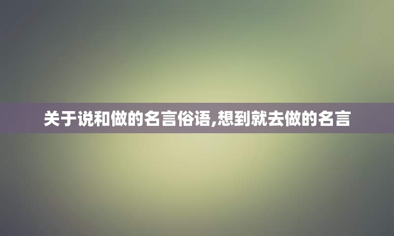 关于说和做的名言俗语,想到就去做的名言