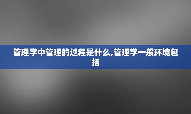 管理学中管理的过程是什么,管理学一般环境包括