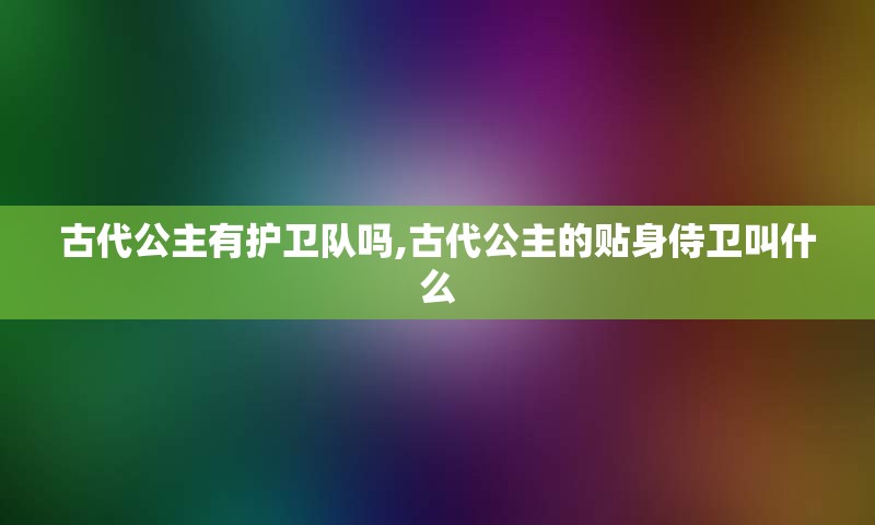 古代公主有护卫队吗,古代公主的贴身侍卫叫什么