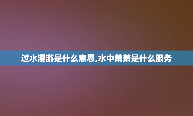 过水漫游是什么意思,水中萧萧是什么服务