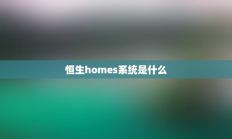 恒生homes系统是什么