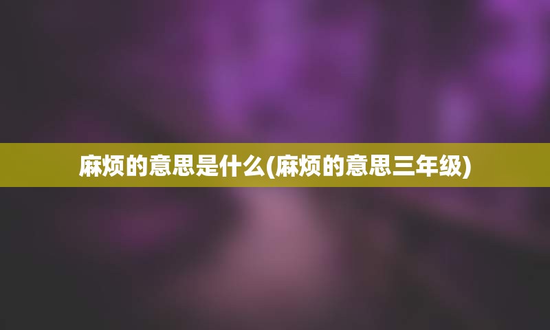 麻烦的意思是什么(麻烦的意思三年级)