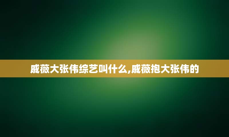 戚薇大张伟综艺叫什么,戚薇抱大张伟的