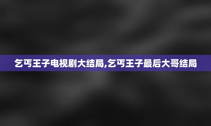 乞丐王子电视剧大结局,乞丐王子后大哥结局