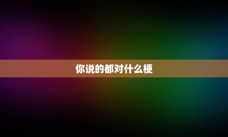 你说的都对什么梗