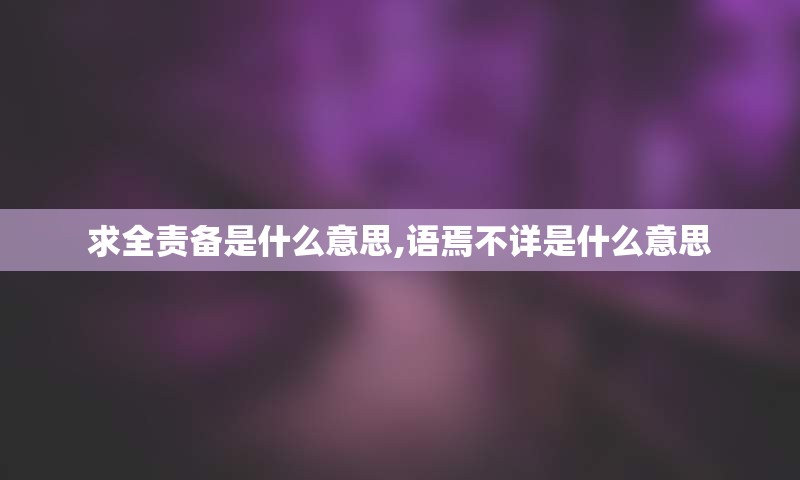 求全责备是什么意思,语焉不详是什么意思