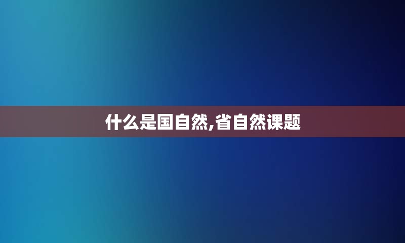 什么是国自然,省自然课题