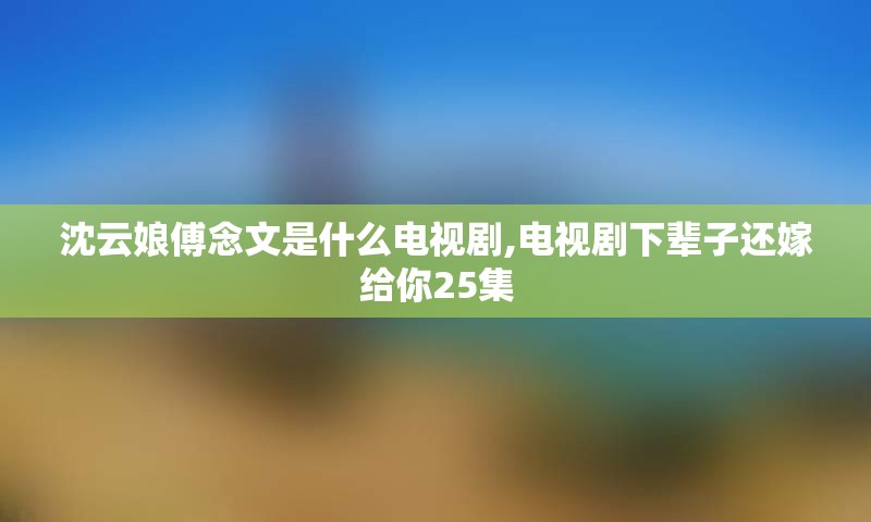 沈云娘傅念文是什么电视剧,电视剧下辈子还嫁给你25集