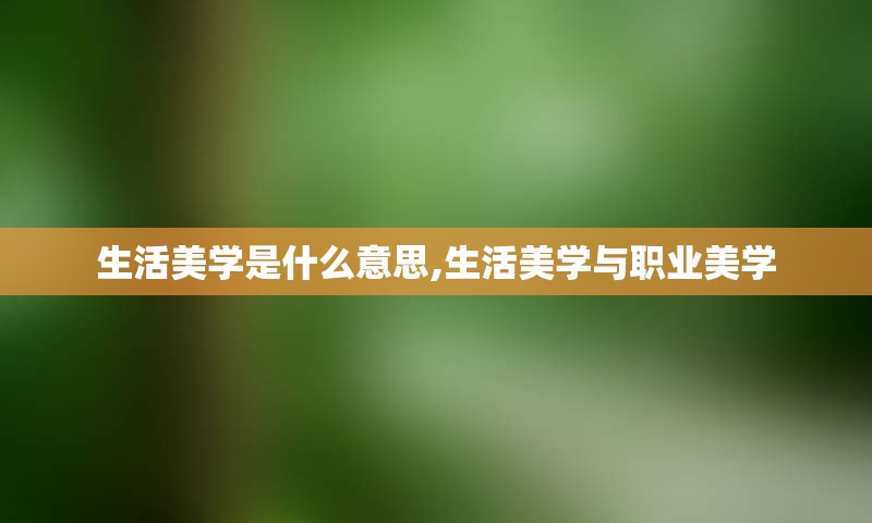 生活美学是什么意思,生活美学与职业美学