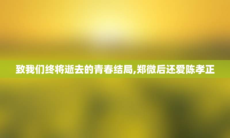 致我们终将逝去的青春结局,郑微后还爱陈孝正