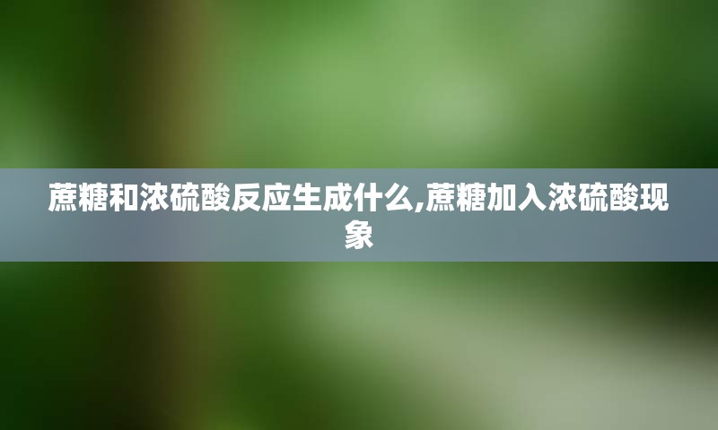 蔗糖和浓硫酸反应生成什么,蔗糖加入浓硫酸现象