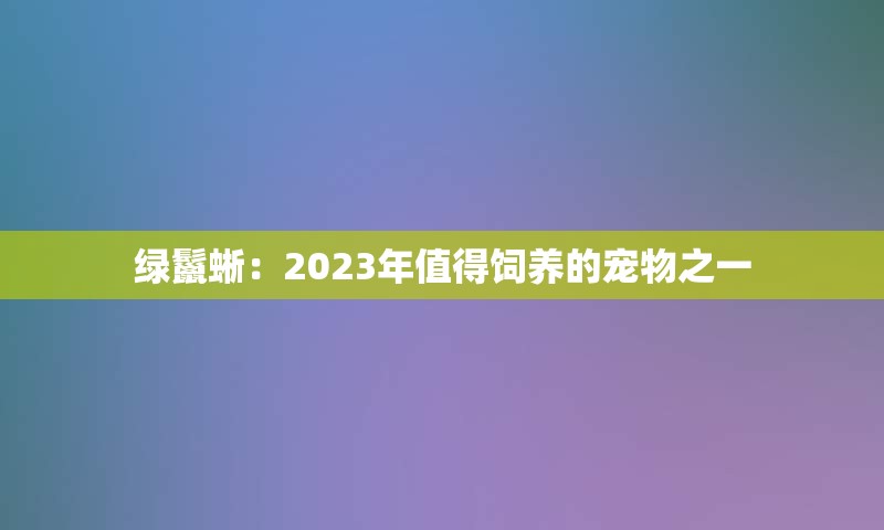 绿鬣蜥：2023年值得饲养的宠物之一