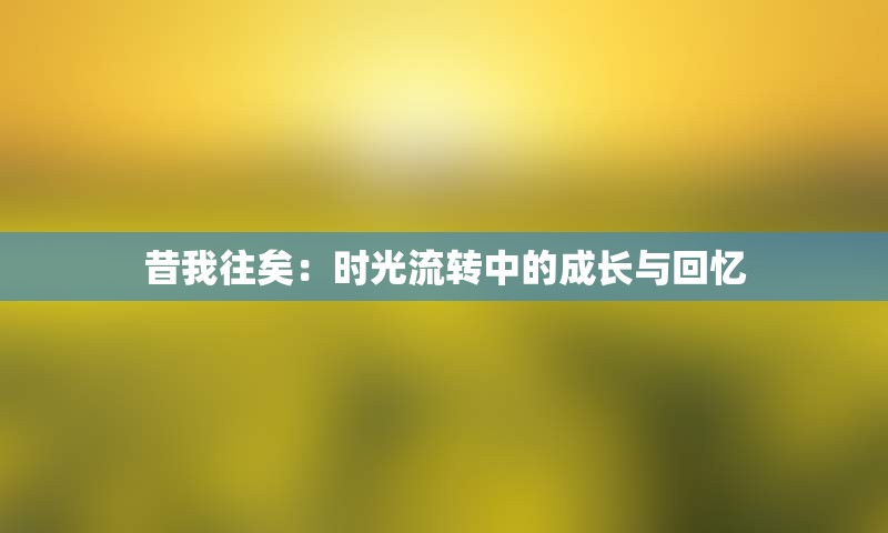 昔我往矣：时光流转中的成长与回忆