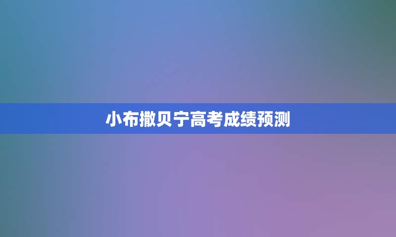 小布撒贝宁高考成绩预测