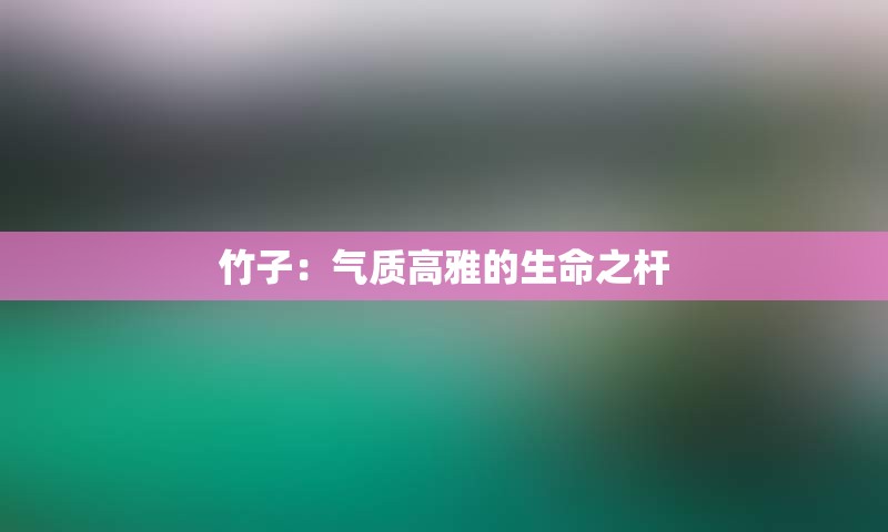 竹子：气质高雅的生命之杆