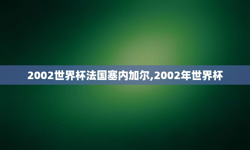 2002世界杯法国塞内加尔,2002年世界杯