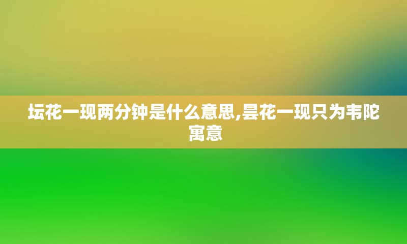 坛花一现两分钟是什么意思,昙花一现只为韦陀 寓意