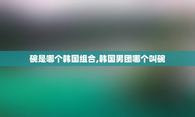 碗是哪个韩国组合,韩国男团哪个叫碗